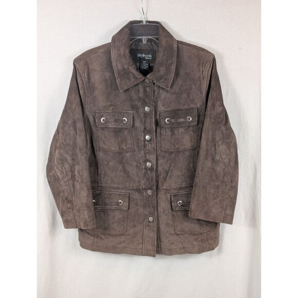 Style & Co Jackets & Blazers - Style & Co Woman Suede Leather Coat Brown Women's Size 20W